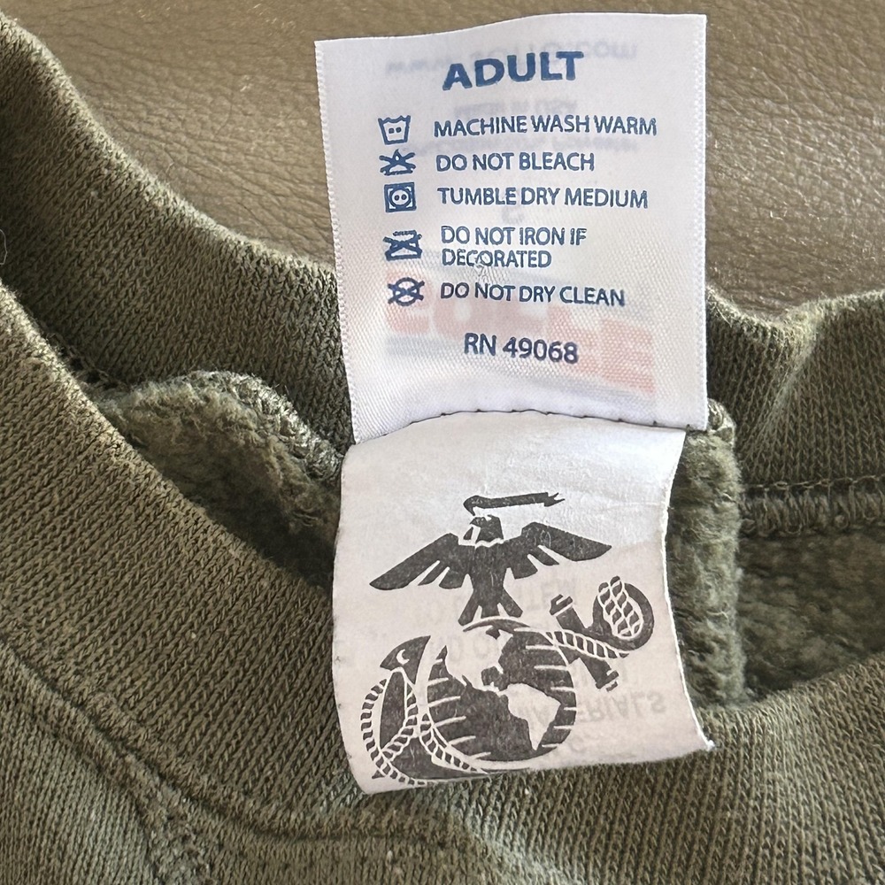 USMC Sweatshirt Mens Small Green Made USA Fleece Crewneck Pullover Marine Soffe - Picture 4 of 9